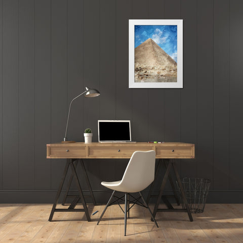 Pyramid Of Giza White Modern Wood Framed Art Print by Prime, Marcus