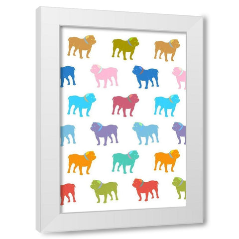 Bulldog Pattern 1 White Modern Wood Framed Art Print by Prime, Marcus