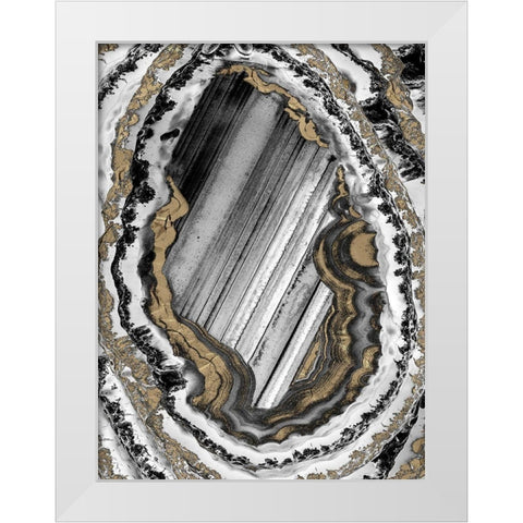 Golden Geode 1 White Modern Wood Framed Art Print by Prime, Marcus