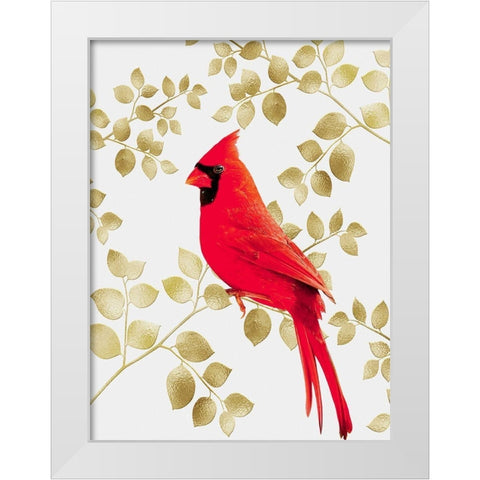 Cheerful Cardinal 1 White Modern Wood Framed Art Print by Prime, Marcus