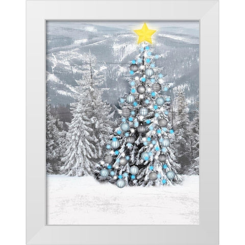 Merry And Bright White Modern Wood Framed Art Print by Prime, Marcus