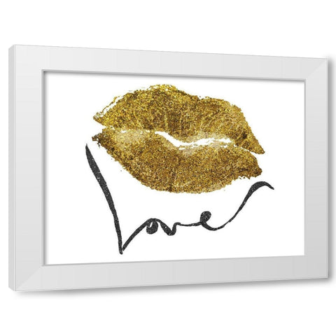 Loving Glitter Kiss White Modern Wood Framed Art Print by Prime, Marcus