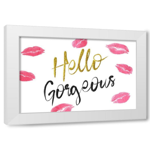 Glitter Hello Kisses White Modern Wood Framed Art Print by Prime, Marcus