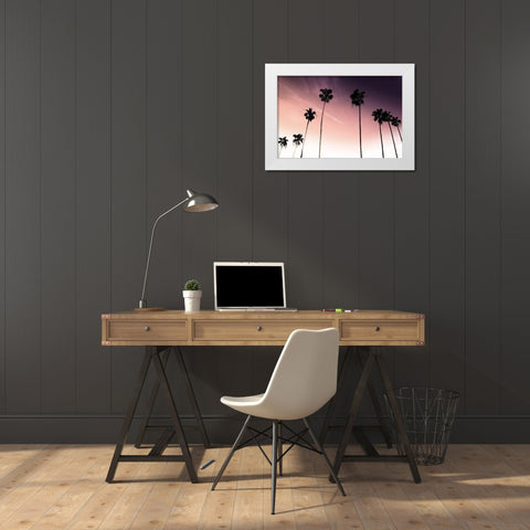 Sunset Palms 1 White Modern Wood Framed Art Print by Prime, Marcus