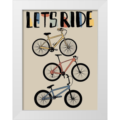 Lets Ride 3 White Modern Wood Framed Art Print by Prime, Marcus