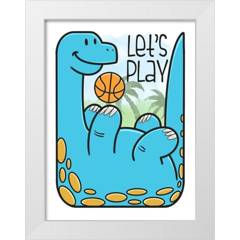 Dino Playing White Modern Wood Framed Art Print by Prime, Marcus