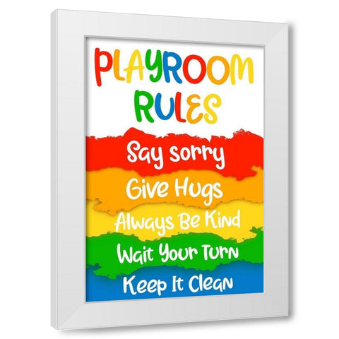Playroom Rules White Modern Wood Framed Art Print by Prime, Marcus