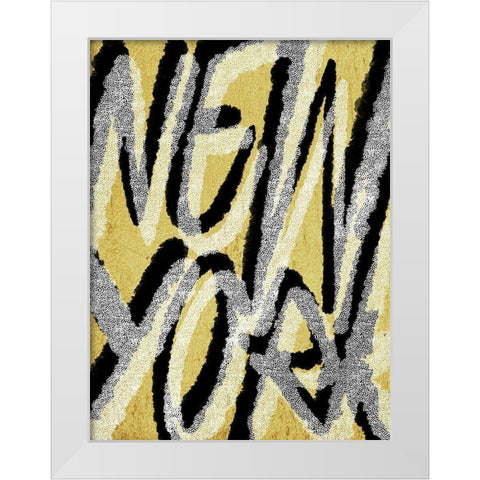 Golden New York White Modern Wood Framed Art Print by Prime, Marcus