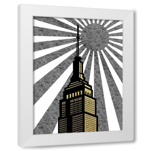 Golden Skyscraper White Modern Wood Framed Art Print by Prime, Marcus