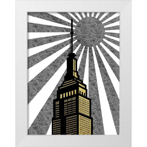 Golden Skyscraper White Modern Wood Framed Art Print by Prime, Marcus