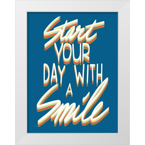 Smile Starter White Modern Wood Framed Art Print by Prime, Marcus