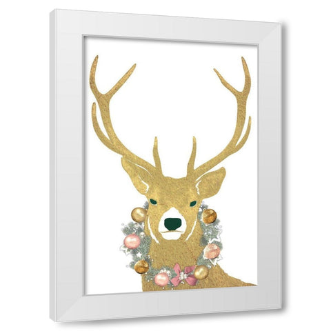 Festive Stag White Modern Wood Framed Art Print by Prime, Marcus