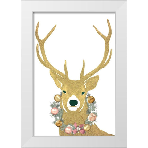 Festive Stag White Modern Wood Framed Art Print by Prime, Marcus