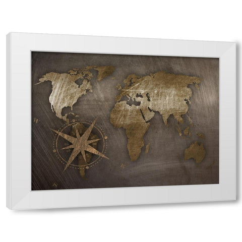 World Compass White Modern Wood Framed Art Print by Prime, Marcus