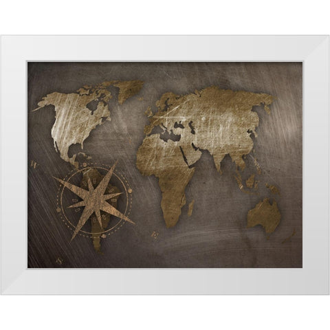World Compass White Modern Wood Framed Art Print by Prime, Marcus