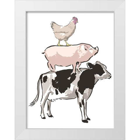 Barn Friends 1 White Modern Wood Framed Art Print by Prime, Marcus