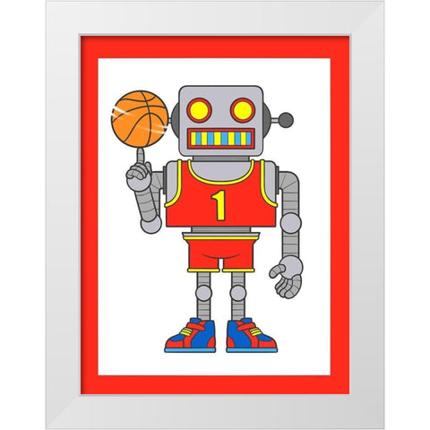 Robo Hoops 3 White Modern Wood Framed Art Print by Prime, Marcus