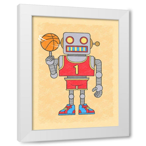 Robo Hoops White Modern Wood Framed Art Print by Prime, Marcus