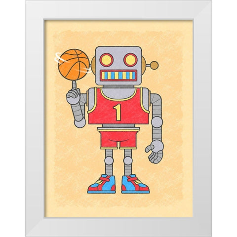 Robo Hoops White Modern Wood Framed Art Print by Prime, Marcus