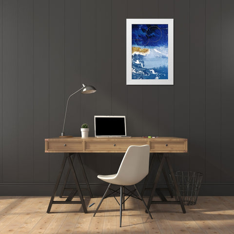 Indigo Gold Storm 3 White Modern Wood Framed Art Print by Prime, Marcus