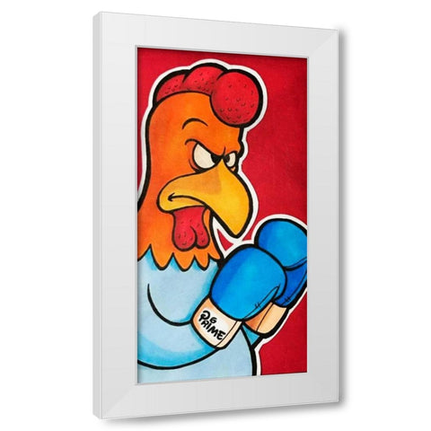 Rooster Battle 1 White Modern Wood Framed Art Print by Prime, Marcus