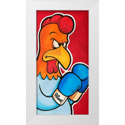 Rooster Battle 1 White Modern Wood Framed Art Print by Prime, Marcus