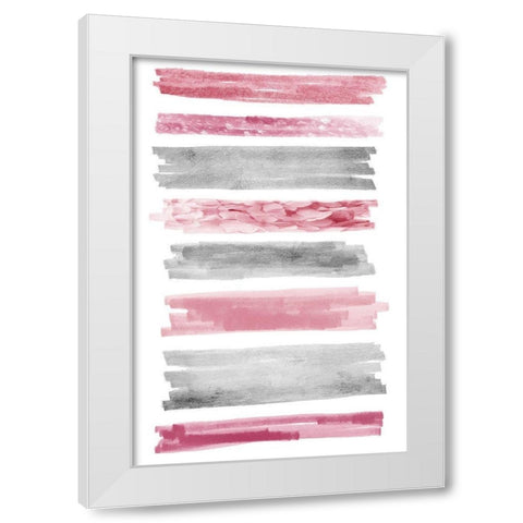 Blush Paint Streaks White Modern Wood Framed Art Print by Prime, Marcus