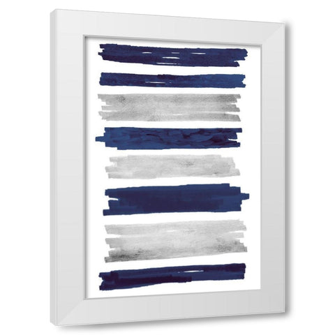Indigo Paint Streaks White Modern Wood Framed Art Print by Prime, Marcus