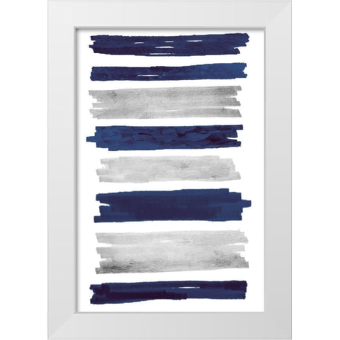 Indigo Paint Streaks White Modern Wood Framed Art Print by Prime, Marcus