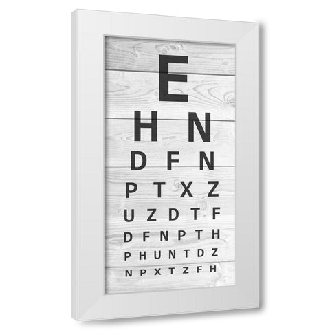 Wooden Eye Chart White Modern Wood Framed Art Print by Prime, Marcus