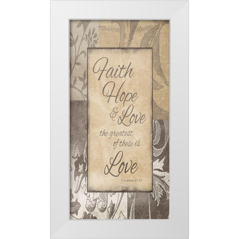 Faith Hope Love White Modern Wood Framed Art Print by Prime, Marcus
