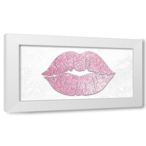 Pink Glitter Kiss White Modern Wood Framed Art Print by Prime, Marcus