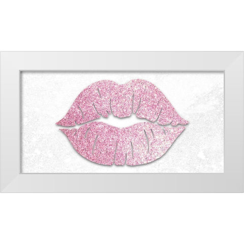Pink Glitter Kiss White Modern Wood Framed Art Print by Prime, Marcus