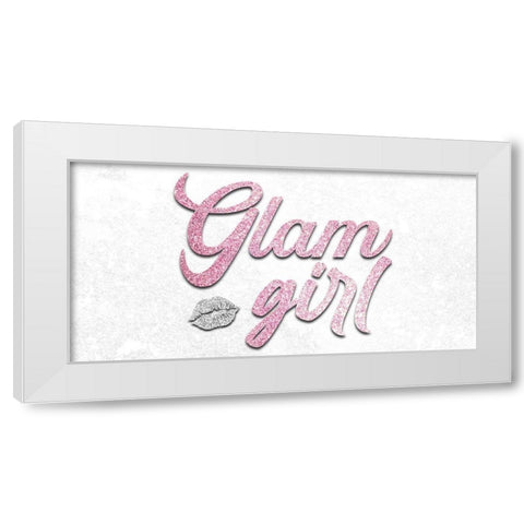 Pink Glamor Girl White Modern Wood Framed Art Print by Prime, Marcus
