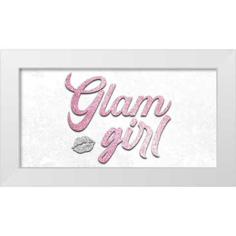 Pink Glamor Girl White Modern Wood Framed Art Print by Prime, Marcus