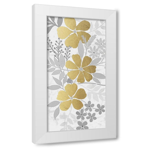 Floral Golden Bunch 1 White Modern Wood Framed Art Print by Prime, Marcus