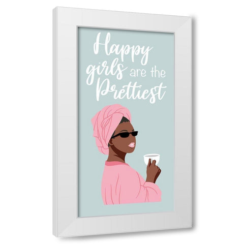 Happy Girls White Modern Wood Framed Art Print by Prime, Marcus