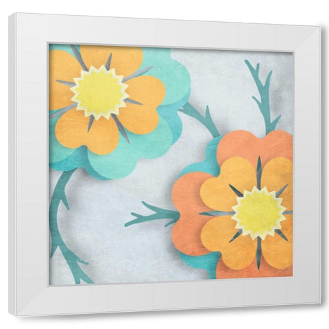 Flowers In The Wind White Modern Wood Framed Art Print by Prime, Marcus