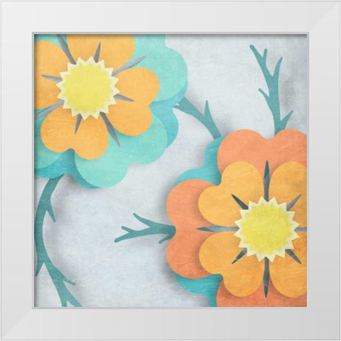 Flowers In The Wind White Modern Wood Framed Art Print by Prime, Marcus