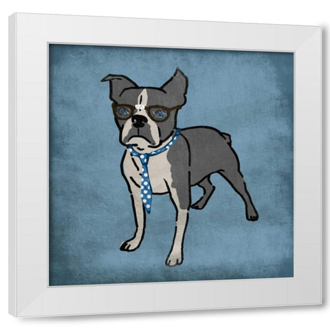 Nerdy Terrier White Modern Wood Framed Art Print by Prime, Marcus