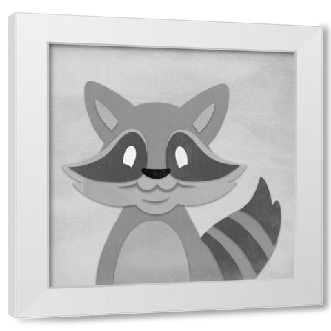 Cheery Raccoon White Modern Wood Framed Art Print by Prime, Marcus