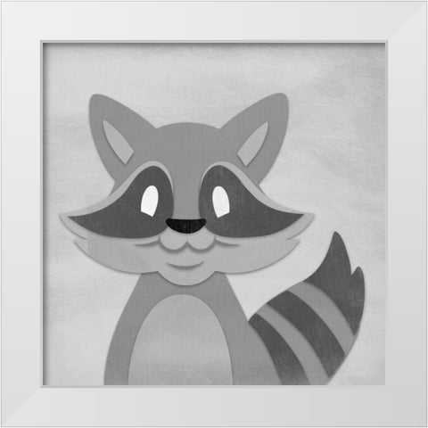 Cheery Raccoon White Modern Wood Framed Art Print by Prime, Marcus