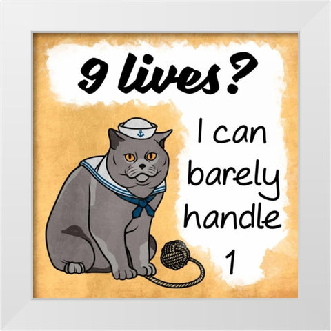 9 Lives White Modern Wood Framed Art Print by Prime, Marcus