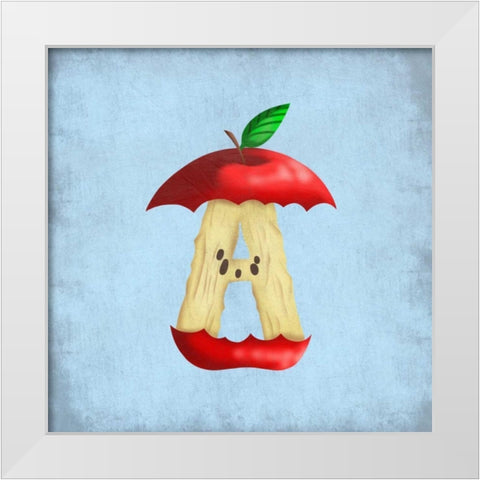 A Is For Apple White Modern Wood Framed Art Print by Prime, Marcus