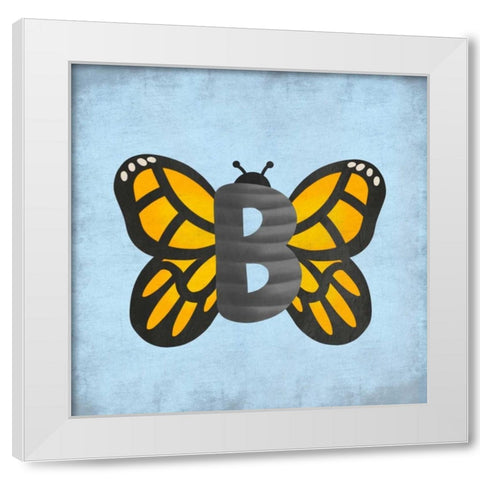 B Is For Butterfly White Modern Wood Framed Art Print by Prime, Marcus