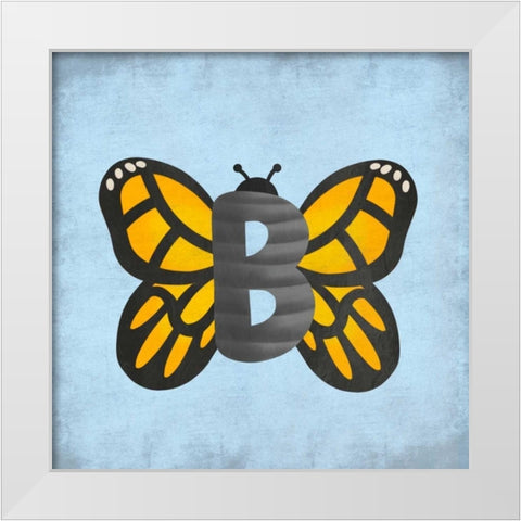 B Is For Butterfly White Modern Wood Framed Art Print by Prime, Marcus