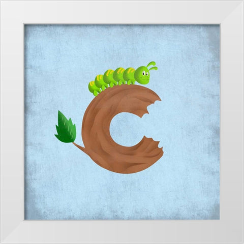 C Is For Caterpillar White Modern Wood Framed Art Print by Prime, Marcus