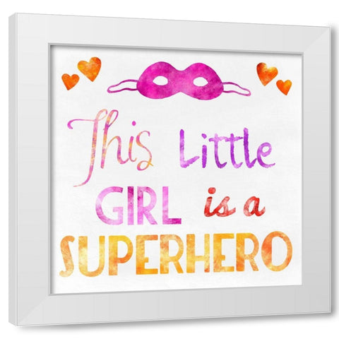 Little Super Girl White Modern Wood Framed Art Print by Prime, Marcus
