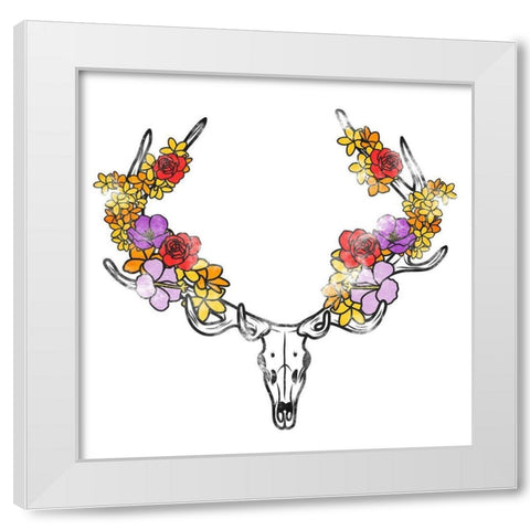 Antler Foliage White Modern Wood Framed Art Print by Prime, Marcus