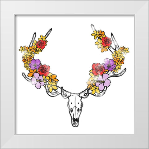 Antler Foliage White Modern Wood Framed Art Print by Prime, Marcus